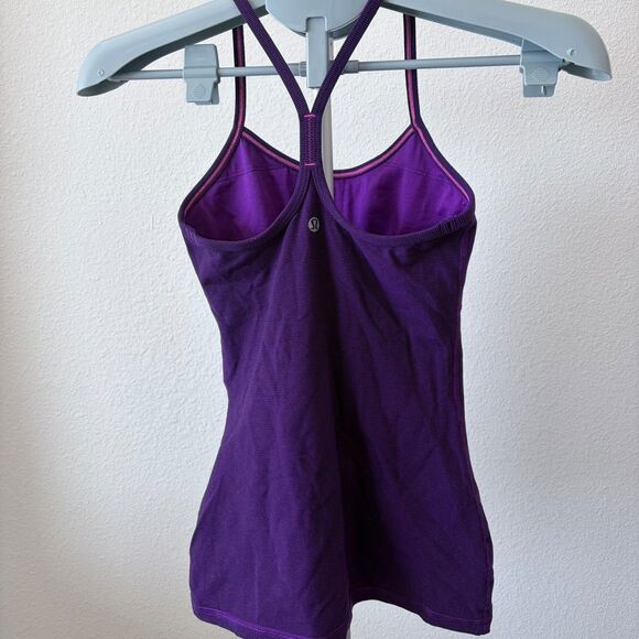 Lululemon Power Y Tank Size 2 Wee Stripe Tender Violet Black Racerback Yoga - Picture 5 of 8